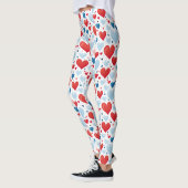 Rood, blauw en wit hart leggings (Links)