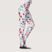 Rood, blauw en wit hart leggings (Rechts)