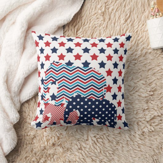 Rood, Blauw en Wit Olifantkussen Kussen (Deken)