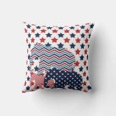 Rood, Blauw en Wit Olifantkussen Kussen (Achterkant)