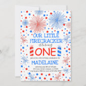 Rood Blauw en Wit Sparkles en Sterren Verjaardag Kaart (Voorkant)