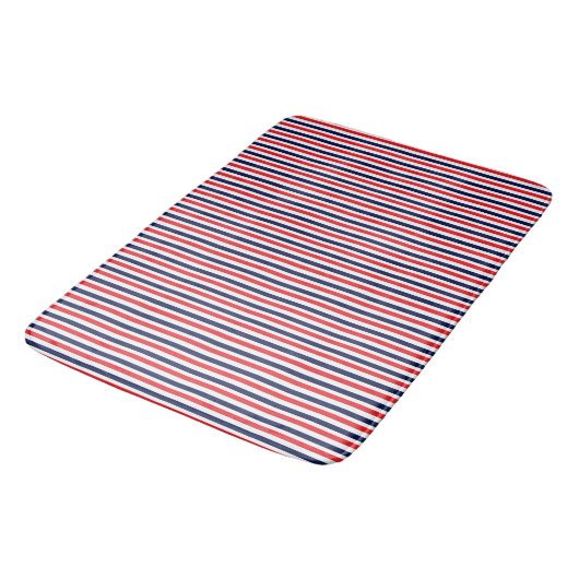 Rood, blauw en wit streepjespatroon badmat (Gekanteld)