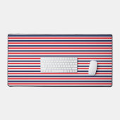 Rood, blauw en wit streepjespatroon bureaumat (Keyboard & Muis)