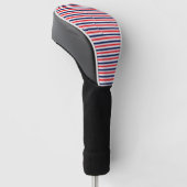 Rood, blauw en wit streepjespatroon golfheadcover (Schuin)