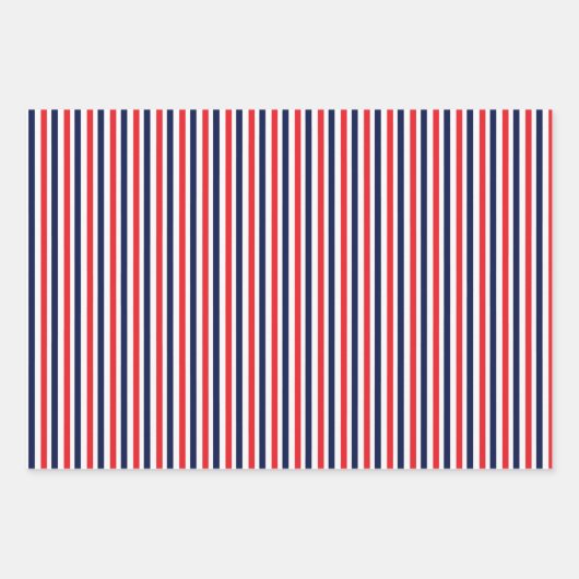 Rood, blauw en wit streepjespatroon inpakpapier vel (Voorkant 3)