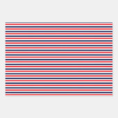 Rood, blauw en wit streepjespatroon inpakpapier vel (Voorkant)