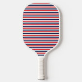 Rood, blauw en wit streepjespatroon pickleball paddle (Voorkant)