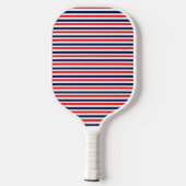 Rood, blauw en wit streepjespatroon pickleball paddle (Achterkant)