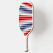 Rood, blauw en wit streepjespatroon pickleball paddle (Links)
