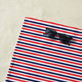 Rood, blauw en wit streepjespatroon strandlaken