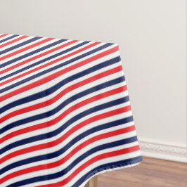 Rood, blauw en wit streepjespatroon tafelkleed