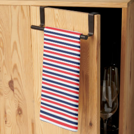 Rood, blauw en wit streepjespatroon theedoek