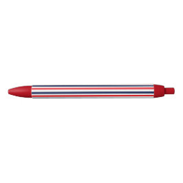 Rood, blauw en wit streepjespatroon zwarte inkt pen