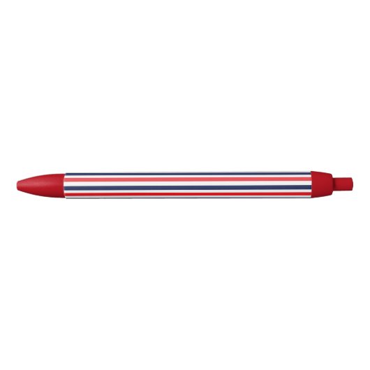 Rood, blauw en wit streepjespatroon zwarte inkt pen (Voorkant)
