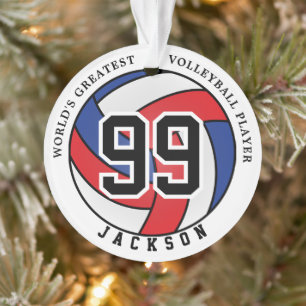 Rood, blauw en wit volleybal Personaliseren van Ornament