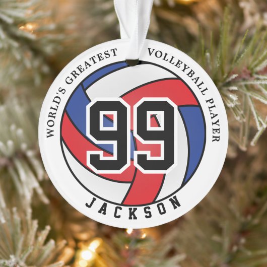 Rood, blauw en wit volleybal | Personaliseren van  Ornament (Boom)