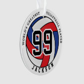 Rood, blauw en wit volleybal | Personaliseren van  Ornament (voorkant)