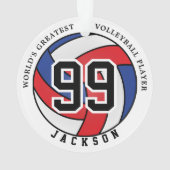 Rood, blauw en wit volleybal | Personaliseren van  Ornament (achterkant)