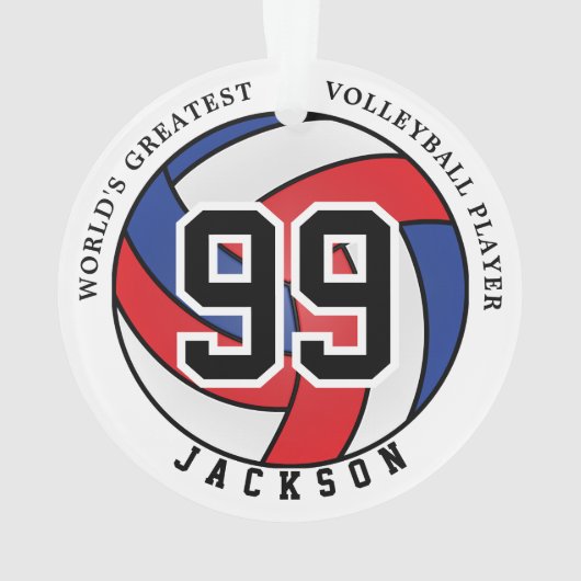 Rood, blauw en wit volleybal | Personaliseren van  Ornament (achterkant)
