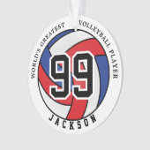 Rood, blauw en wit volleybal | Personaliseren van  Ornament (voorkant)