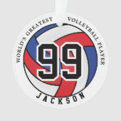 Rood, blauw en wit volleybal | Personaliseren van  Ornament (voorkant)