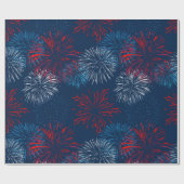 Rood blauw en wit vuurwerk cadeaupapier (Vlak)