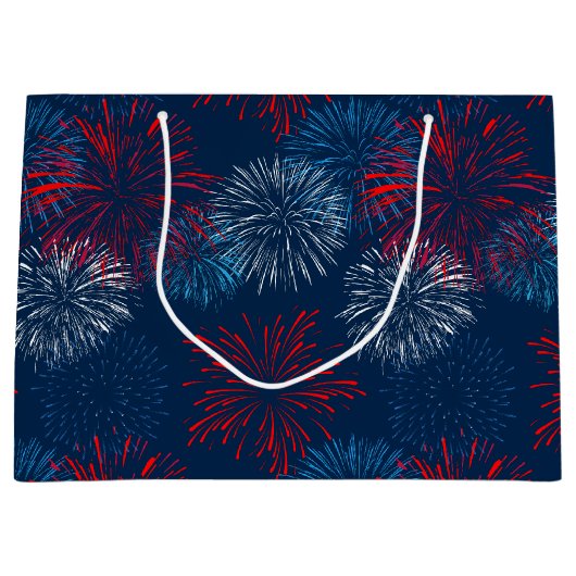 Rood blauw en wit vuurwerk groot cadeauzakje (Voorkant)