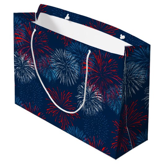 Rood blauw en wit vuurwerk groot cadeauzakje (Achterkant Gekanteld)