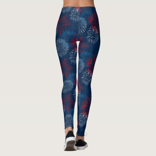 Rood blauw en wit vuurwerk leggings (Achterkant)