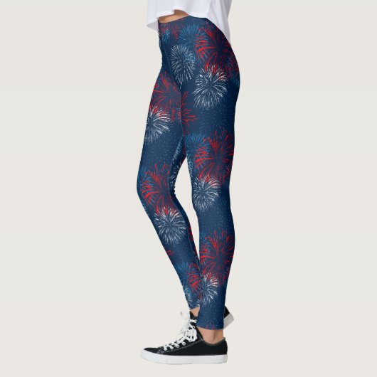 Rood blauw en wit vuurwerk leggings (Links)