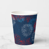 Rood blauw en wit vuurwerk papieren bekers (Voorkant)