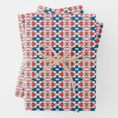 Rood, blauw en witte waterverf, gevlochten inpakpapier vel (In situ)