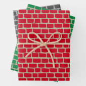 Rood, blauw en zwarte bricks, Birthday of Kerstmis Inpakpapier Vel (In situ)
