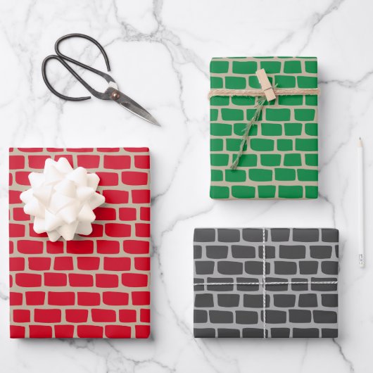 Rood, blauw en zwarte bricks, Birthday of Kerstmis Inpakpapier Vel (Voorkant)
