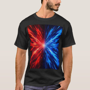 Rood Blauw Energie Uitbarsting T-Shirt – Abstracte