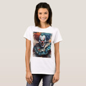 Rood & Blauw Enge Halloween Circus Clown Dames T T-shirt (Voorkant volledig)