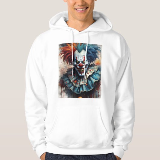 Rood & Blauw Enge Halloween Circus Clown Hoodie (Voorkant)