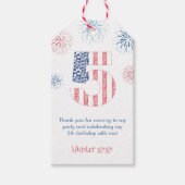 Rood Blauw Firecracker 5e Verjaardag Party Favor T Cadeaulabel (Voorkant)