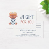 Rood Blauw Folk Art Bloem Cadeaubon Visitekaartje (Bureau)