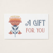 Rood Blauw Folk Art Bloem Cadeaubon Visitekaartje (Voorkant)