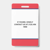 Rood Blauw Foto & Logo Press ID Badge (Achterkant)