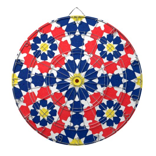 rood blauw geel abstract dartbord (Voorkant)