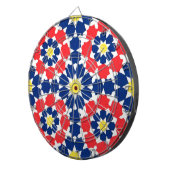 rood blauw geel abstract dartbord (Voorkant Rechts)