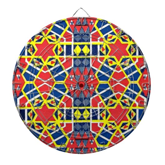 rood blauw geel abstract dartbord (Voorkant)