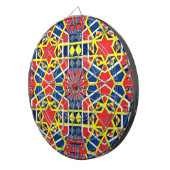 rood blauw geel abstract dartbord (Voorkant Rechts)