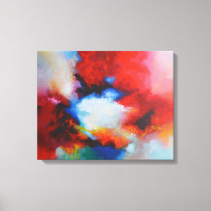 Rood Blauw Geel Abstract Expressionisme Schilderen Canvas Afdruk