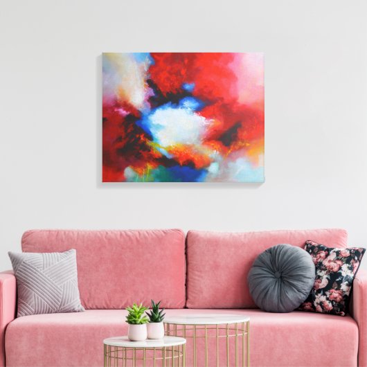 Rood Blauw Geel Abstract Expressionisme Schilderen Canvas Afdruk (Insitu (Woonkamer))