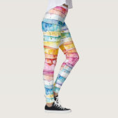 Rood, blauw, geel Abstract Waterverf lagen Leggings (Rechts)