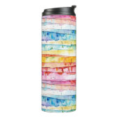 Rood, blauw, geel Abstract Waterverf lagen Thermosbeker (Gedraaid links)