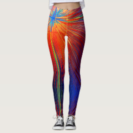 Rood blauw geel abstracte lijnen kleurrijk trendy leggings